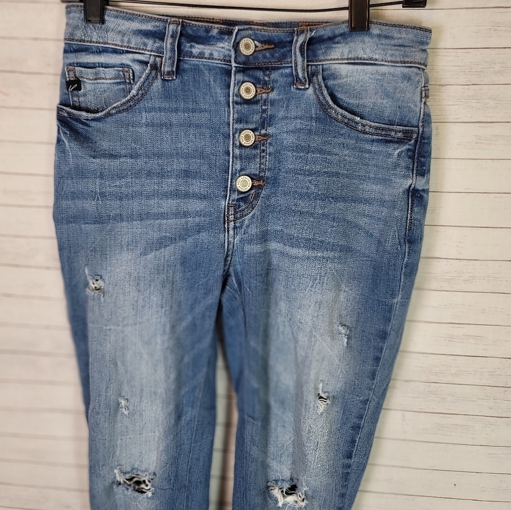Kancan Button Front Jeans W Shark Bite Ankles, Sz… - image 2